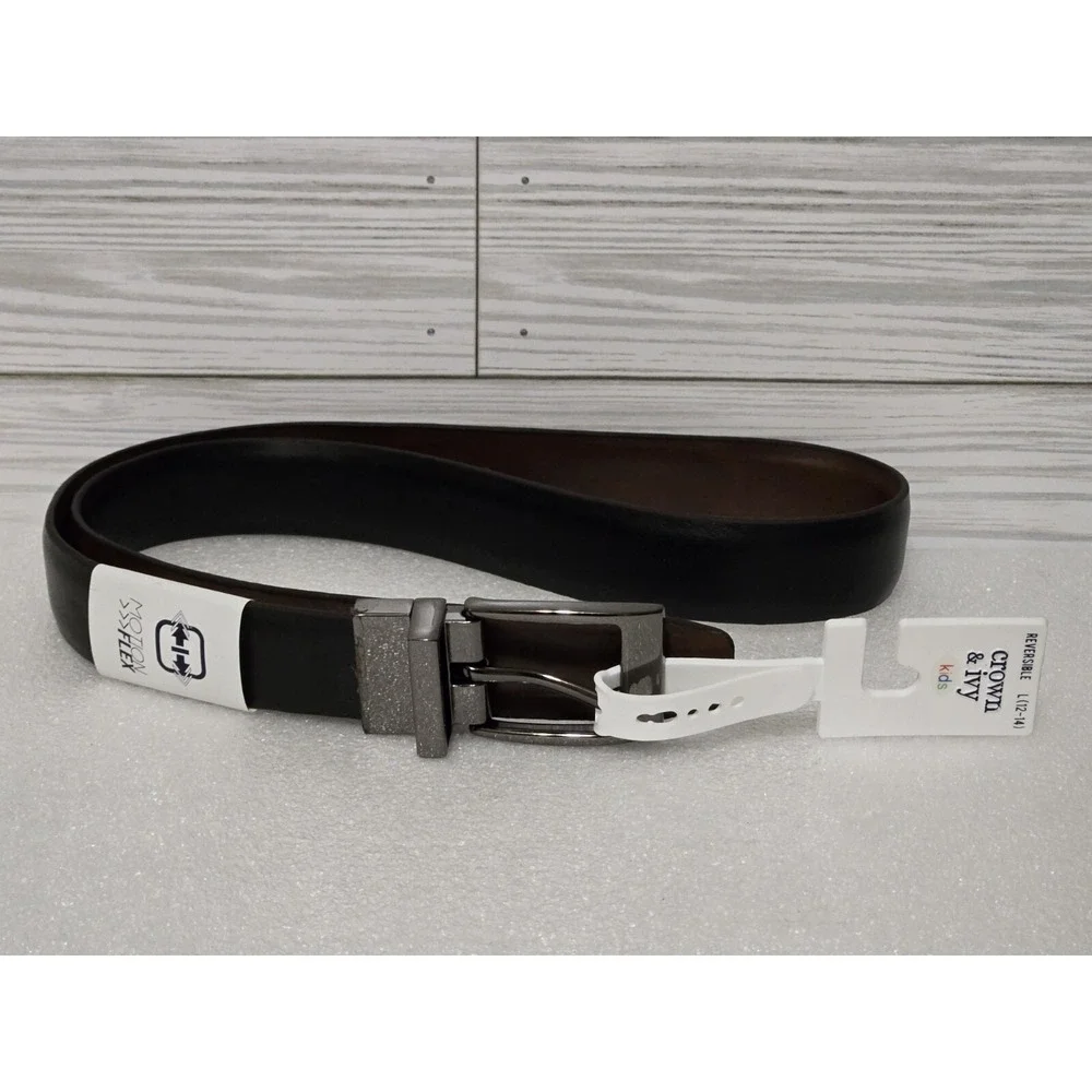 Crown & Ivy Kids Belt Motion Flex Size L Brown Black Reversible Boys